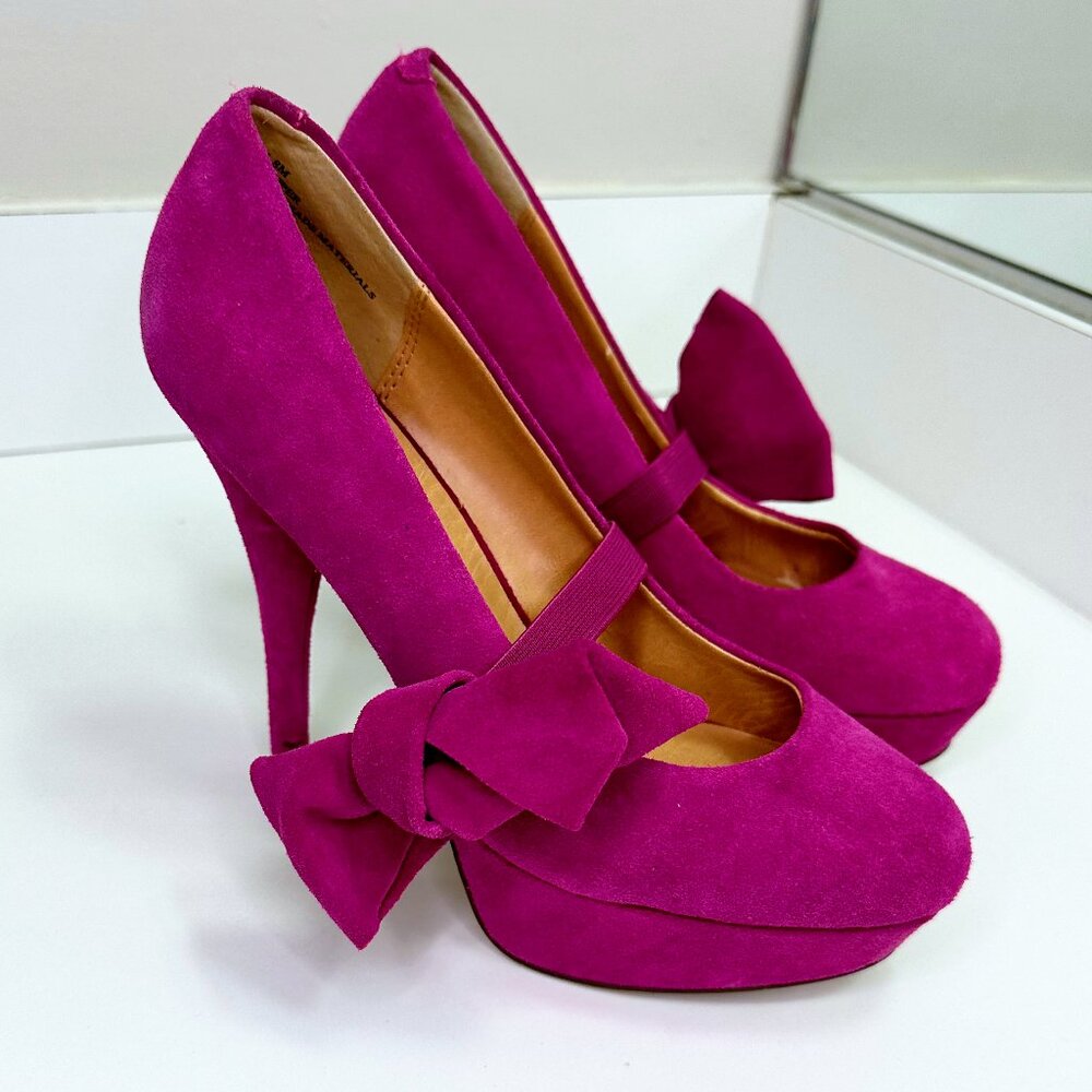 Kelsi Dagger Pink Tiffany Bow Heels